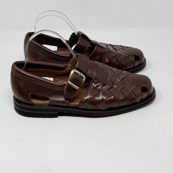 Allen Edmonds Tivoli Fisherman Sandals Mens 8 D Brown Woven Leather Vibram Soles main image 12